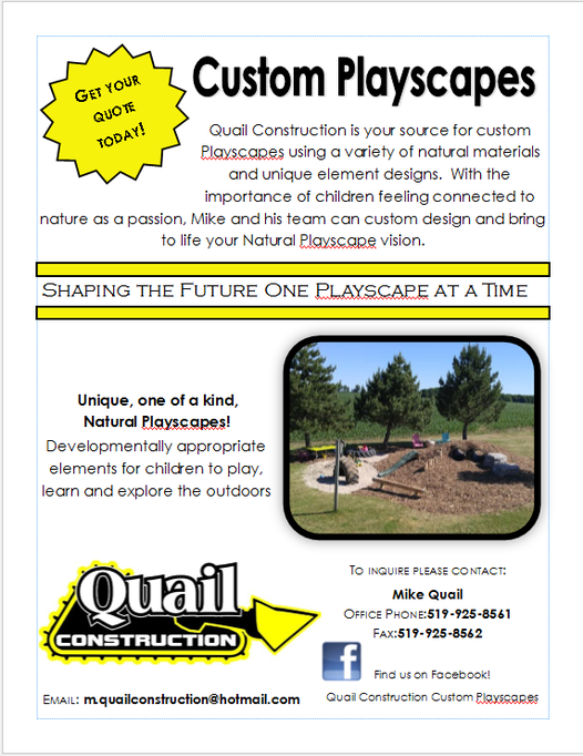 Quail Construction is your source for custom Playscapes!